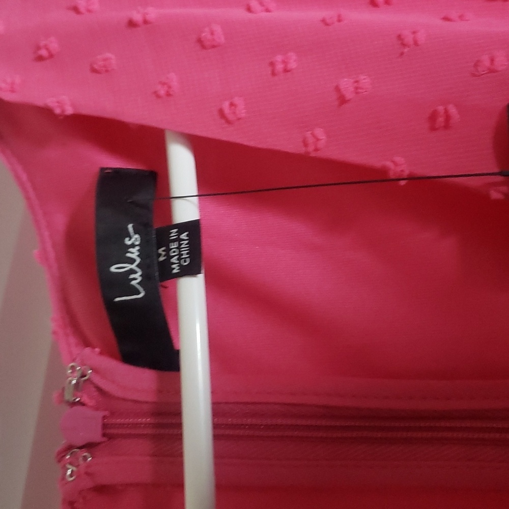 NWT M Lulus Hot Pink Swiss Dot Wrap Mini Romper - Picture 5 of 9